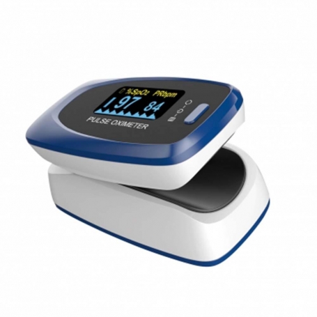 Cardiofrequenzimetro Pulsossimetro Saturimetro portatile da dito per adulti e bambini oltre 10 kg colore Blu Art. SAT-250PI-B