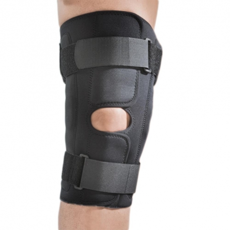 Ginocchiera tutore gamba ortopedico in neoprene aperta armata con snodo policentrico per iperestensione aperta FGP Art. Filamed7