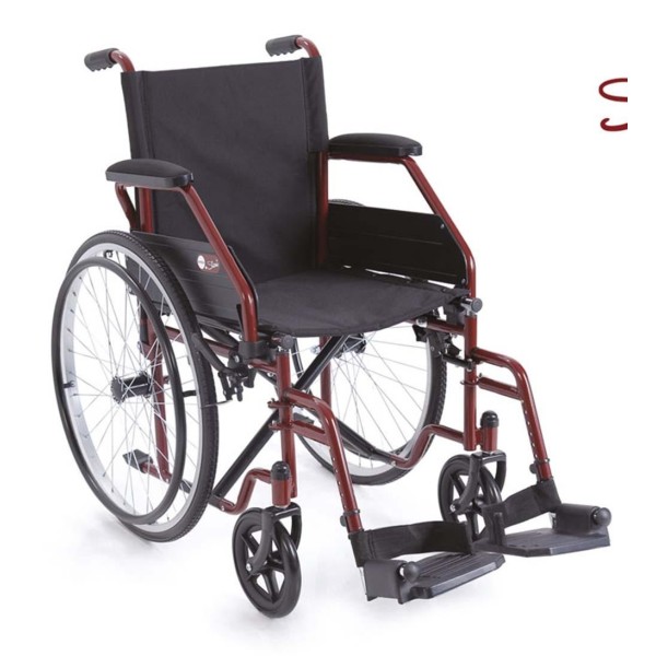 Sedia a Rotelle Carrozzina Pieghevole autospinta acciaio Start seduta 48 cm Rossa Art. CP100R-48