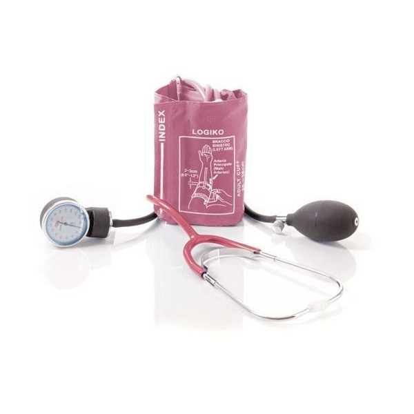 Sfigmomanometro Misuratore di Pressione Aneroide Con Fonendo coordinato ROSSO Art. DM353R