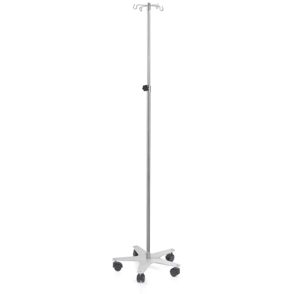 Asta Per flebo in Acciaio Inox 4 Ganci e base in Acciaio inox portata maggiorata