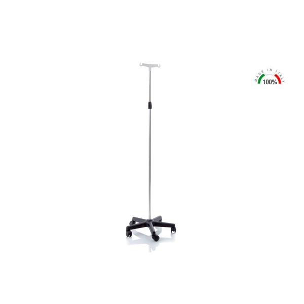 Asta Per flebo in Alluminio 2 Ganci con ruote MADE IN ITALY Art. MI432