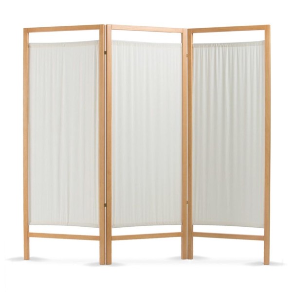 Paravento, Separè in Legno di Faggio a 3 ante in cotone ignifugo 170 x 192 cm Dimensioni anta 64 cm Peso 10 kg