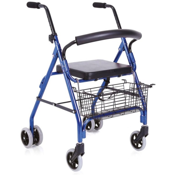 Rollator Deambulatore Girello per Anziani Pieghevole in Alluminio verniciato 4 ruote Atos Blu Art. RP518B