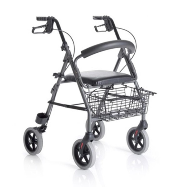 Rollator Deambulatore Girello per Anziani Pieghevole in Alluminio verniciato 4 ruote con seduta imbottita e cestino Atlante Art.