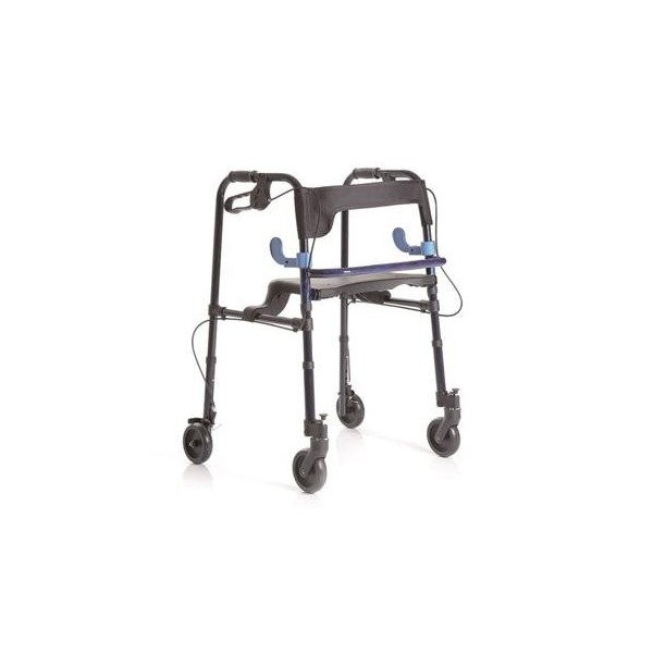 Rollator Deambulatore Girello per Anziani Pieghevole in Alluminio verniciato con 2 leve 2 ruote Piroettanti con blocco 2 ruote f