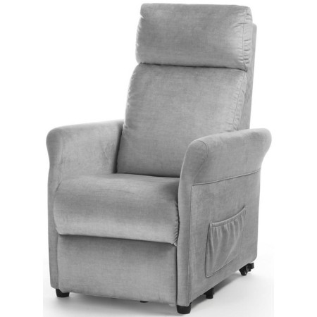 1 - Poltrona per Anziani CHLOE Elevabile 2 Motori Senza Roller Colore Grigio Perla con Schienale Estraibile Art.PO403G