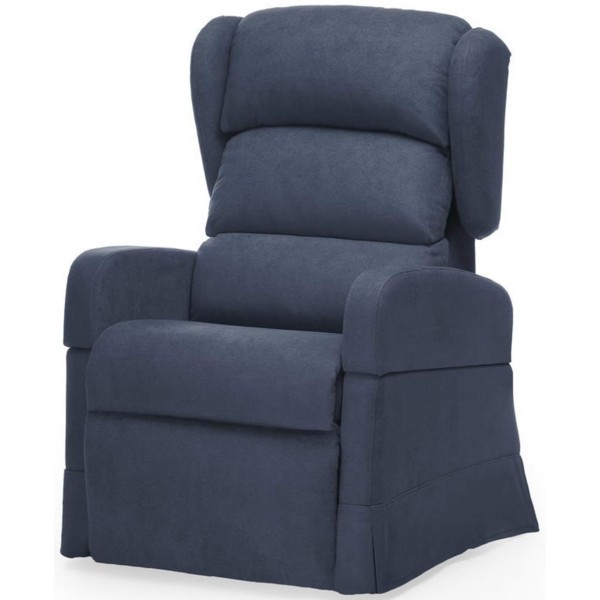 Poltrona per Anziani Elevabile 2 Motori Con Roller 4 Ruote e Maniglione di Spinta Colore Blu con Schienale e Poggia piedi Regola