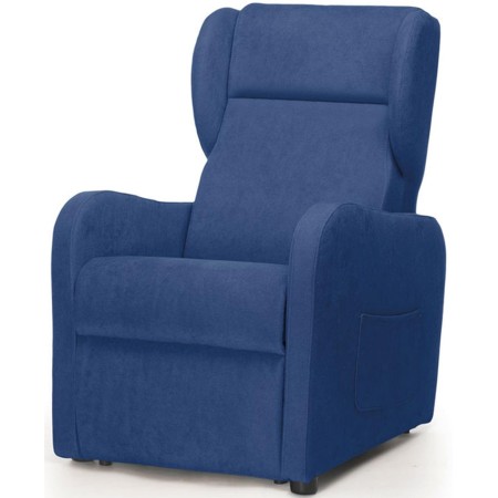 1 - Poltrona per Anziani Relax AGAVE Elevabile 2 Motori Con Roller 4 Ruote 50mm 4 Piedi in PVC Colore Blu con Schienale e Poggia