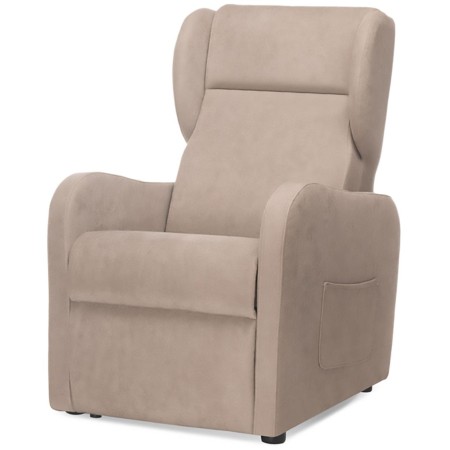 1 - Poltrona per Anziani Relax AGAVE Elevabile 2 Motori Con Roller 4 Ruote 50mm 4 Piedi in PVC Colore Sabbia con Schienale e Pog