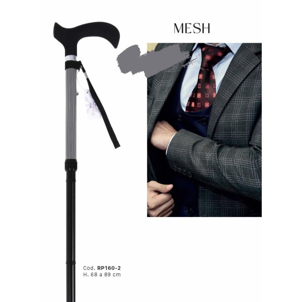 Bastone Per Anziani in Alluminio pieghevole e regolabile da 68 a 89 cm fantasia con manico a T in ABS e TPR Fantasia Mesh