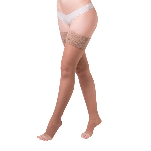 Prime Sanagens Autoreggenti Punta Aperta Calze a compressione graduata 140 DEN PLAYA 18/22 mmHg