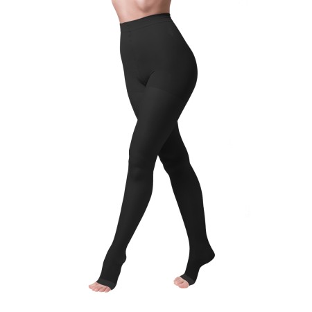 1 - Sanagens Calze Collant Punta Aperta Calze a compressione graduata 70 DEN NERO 13/17 mmHg **