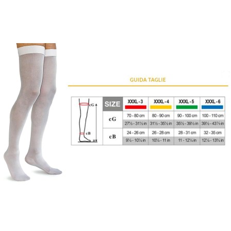 1 - Solidea Calze BIANCO elastiche ANTI TROMBO EXTRA EXTRA LARGE Art. 0558A0