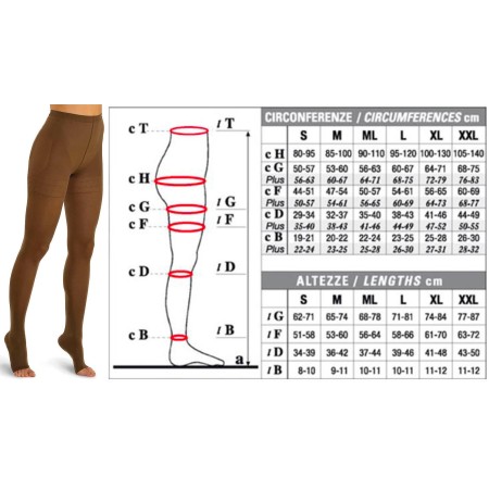 1 - Solidea Collant 2° classe NERO WONDER MODEL Ccl.2 Plus line Punta aperta 25/32 mmHg Art. 0342B8