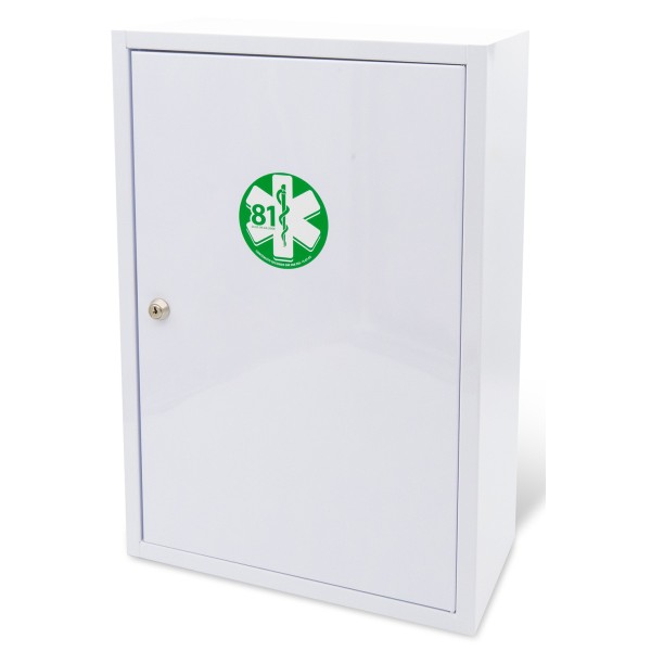 Armadietto di Pronto Soccorso in acciaio verniciato, 2 ripiani, serratura con chiave ALL. 1 contenuto maggiorato DA 3 LAVORATORI