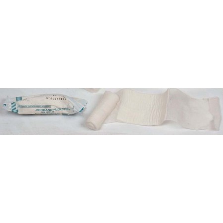 1 - Benda elastica con tampone assorbente, sterile, avvolta in carta medicale 80 x 100 mm