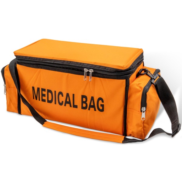 Borsa di Pronto Soccorso per aziende del gruppo A e B in nylon arancio con tracolla, ALL. 1 DA 3 LAVORATORI 470x240x190 mm
