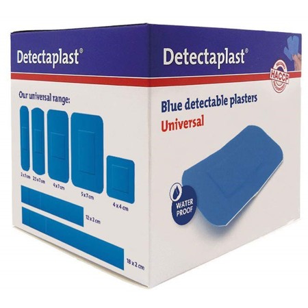 1 - Cerotti in astuccio da 100 pz assortiti 5 misure DETECTAPLAST blu detectable HACCP per l’utilizzo nell’industria aliment