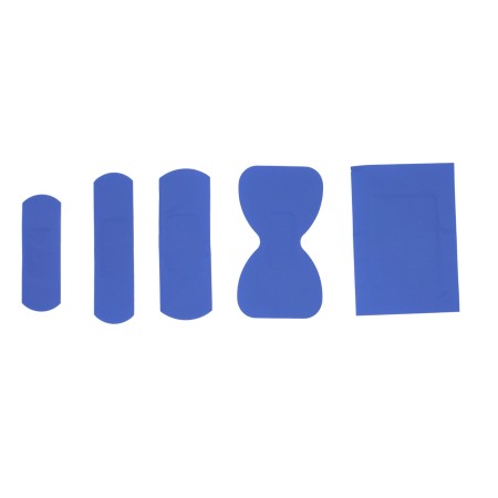 1 - Cerotti in astuccio da 100 pz sterili assortiti 5 misure BLU DETECTABLE HACCP per l’utilizzo nell’industria alimentare