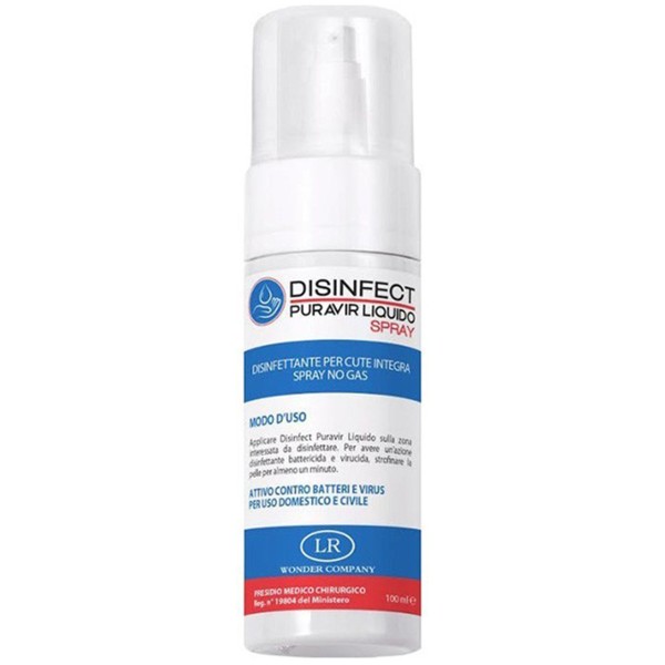 Disinfettante Alcool spray PURAVIR no gas 100 ml Contro virus e Batteri