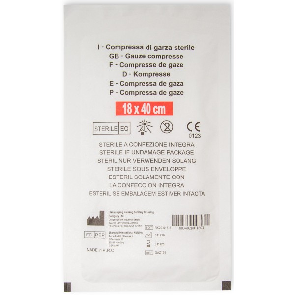 Garza idrofila sterile 18x40 cm Confezione da 12 buste