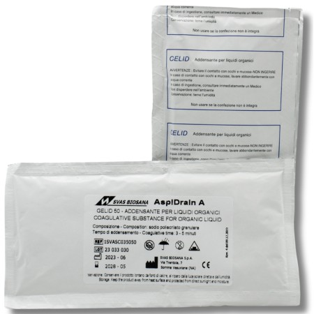 1 - GELID raccolta liquidi biologici busta polvere assorbente gelificante gr.50