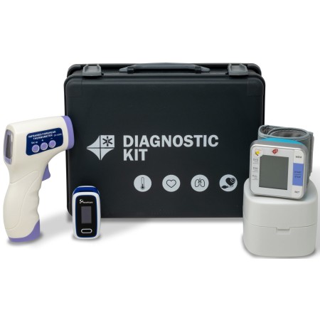 1 - Kit diagnostico Pulsossimetro, Sfigmomanometro da Polso, Termometro infrarossi