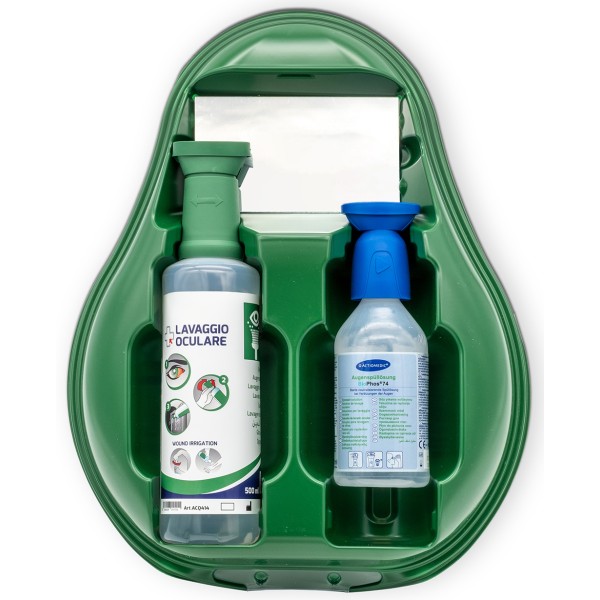 Kit Lavaocchi di Emergenza Lavaggio Oculare Soluzione Fisiologica Salina Occhi Sterile 500 ml + 250 ml PH neutro 320x410x80 mm