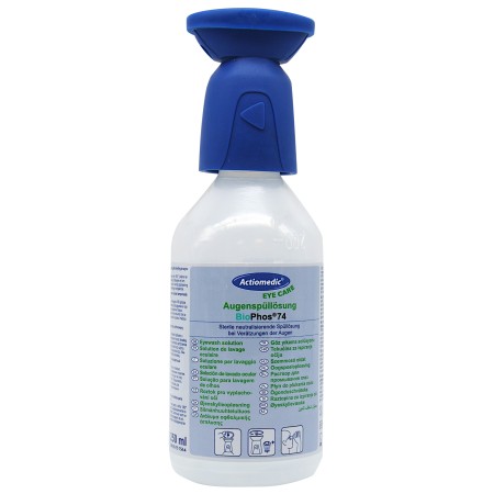 1 - Lavaggio oculare d’emergenza soluzione sodio al 0,9%   acquosa a PH neutro per ml.250 tappo blu