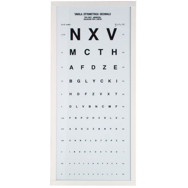 Ottotipo Monoyer semplice con schermo in materiale acrilico