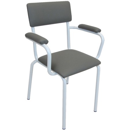 1 - Poltroncina Pronto Soccorso verniciata con sedile, schienale e braccioli in laminato colore grigio.