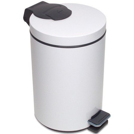 1 - Portarifiuti a pedale verniciato bianco da 12 l con secchio interno estraibile