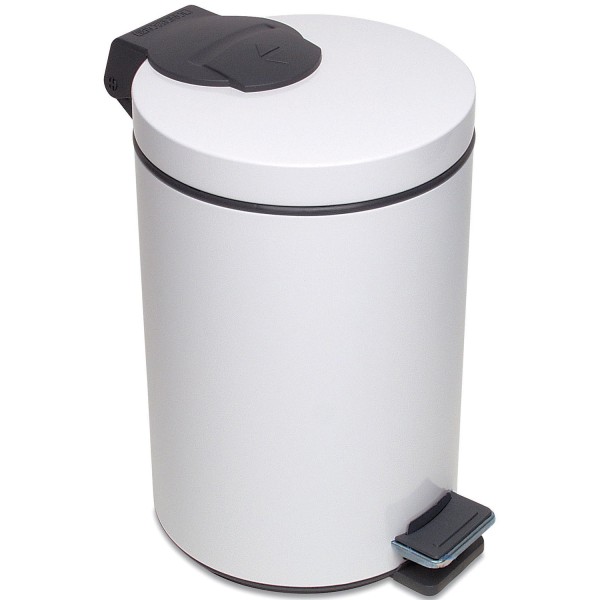 Portarifiuti a pedale verniciato bianco da 12 l con secchio interno estraibile