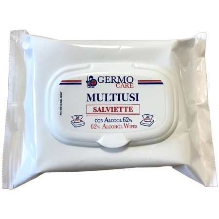 1 - Salviette Disinfettanti 62% Di Alcool- 20 PEZZI Tappo apri e chiudi