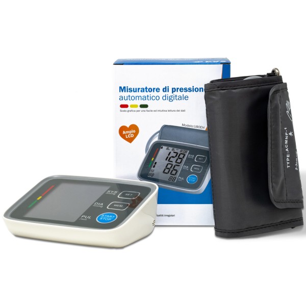 Sfigmomanometro digitale da braccio per la misurazione della pressione sanguigna con LCD display