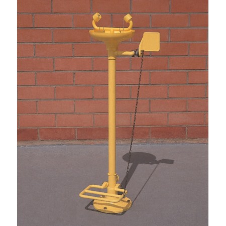 1 - Stazione lavaocchi di emergenza a colonna comando con barra e pedale alta 1150 mm