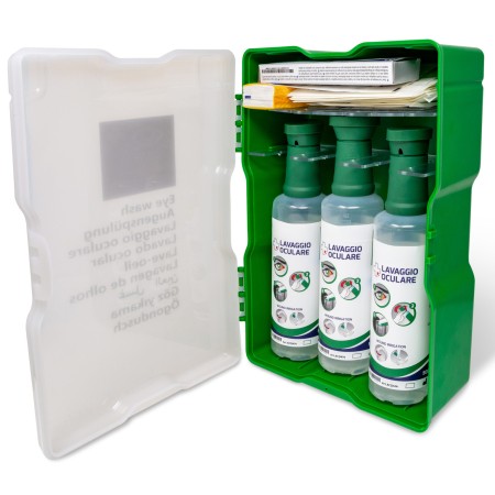1 - Valigetta di Pronto Soccorso oculare lavaocchi 3 fisiologica da 500 ml 220x140x370 mm