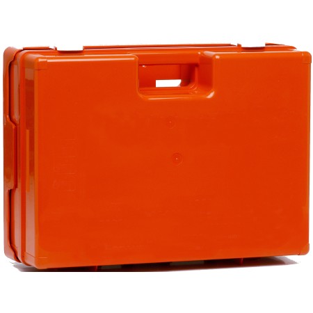 1 - Valigetta Pronto Soccorso Vuota Multisan Arancio, Attacco a Muro, con divisori interni Tenuta Ermetica 443x338x147 mm