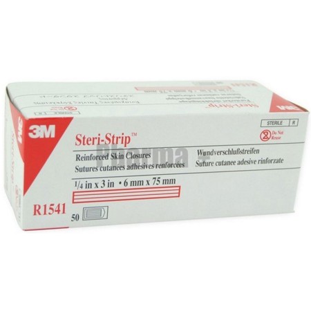 1 - Strisce sterili per suture in TNT rinforzate Conf.da 3 strisce 6x75 mm tipo STERI STRIP
