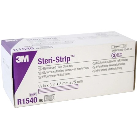 1 - Strisce sterili per suture in TNT rinforzate Conf.da 5 strisce 3x75 mm tipo STERI STRIP