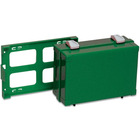 1 - Valigetta Pronto Soccorso Vuota MEDISAN Verde, Attacco a Muro, con divisori interni Tenuta Ermetica 235x200x87 mm