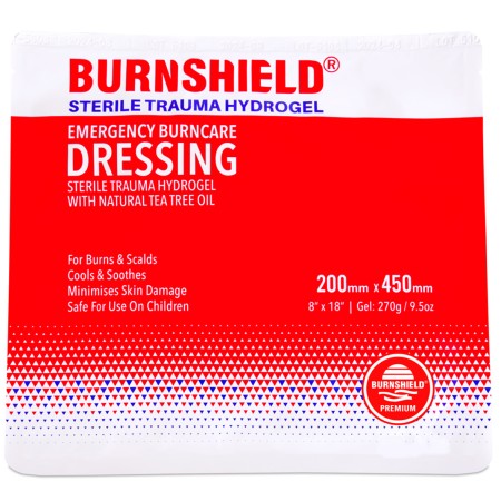 1 - Bendaggio Pronto Soccorso a base di Hydrogel per ustioni sterile Burnshield Garza 20x45 cm