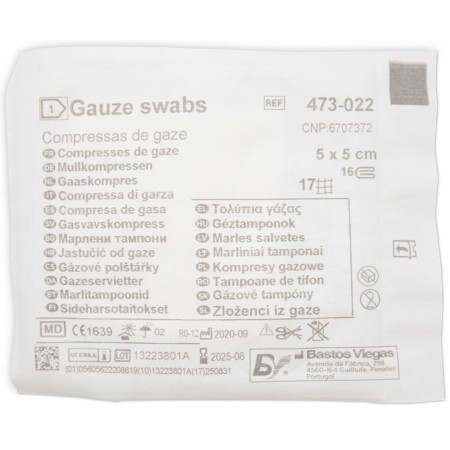 1 - Busta con compressa di garza idrofila sterile Piegata 7.5x7.5 cm, in confezione da 80 pezzi