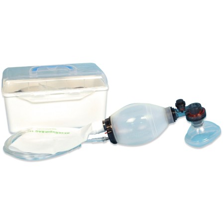 1 - Pallone rianimazione in valigetta SILICONE KIT NEONATALE con maschera, reservoire, tubo ossigeno