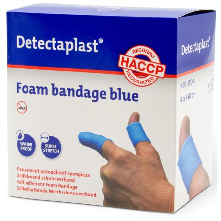 1 - Cerotto Bendaggio Autoadesivo DETECTAPLAST 6x450 cm colore BLU latex free