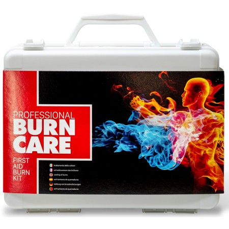 1 - Valigetta di Pronto Soccorso KIT USTIONI BURN CARE PROFESSIONAL medic 1 con supporto a muro 260x205x90 mm -