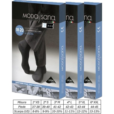 1 - 3 Paia di Modasana Gambaletti Lycra uomo NERO Calze a compressione graduata 18/20 mmHg