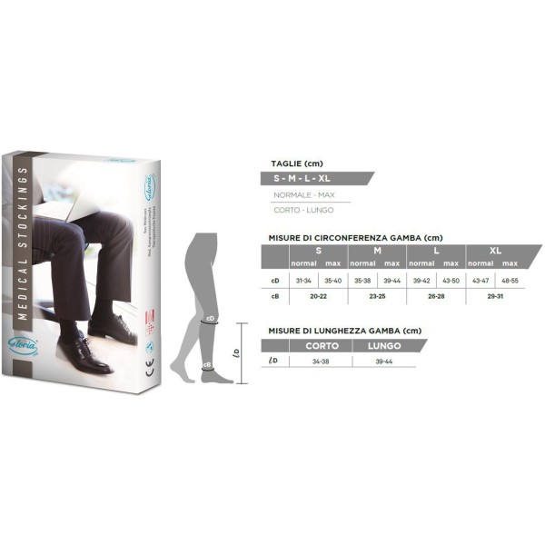 Gloria Med Gambaletti GENTLEMAN 199 LUNGO AD Microfibra 1° classe P. Chiusa Antracite CL1 18-21 mmHg