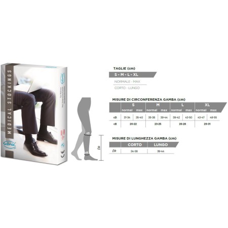 1 - Gloria Med Gambaletti GENTLEMAN 299 CORTO MAX AD Microfibra 2° classe P. Chiusa Nero CL2 23-32 mmHg